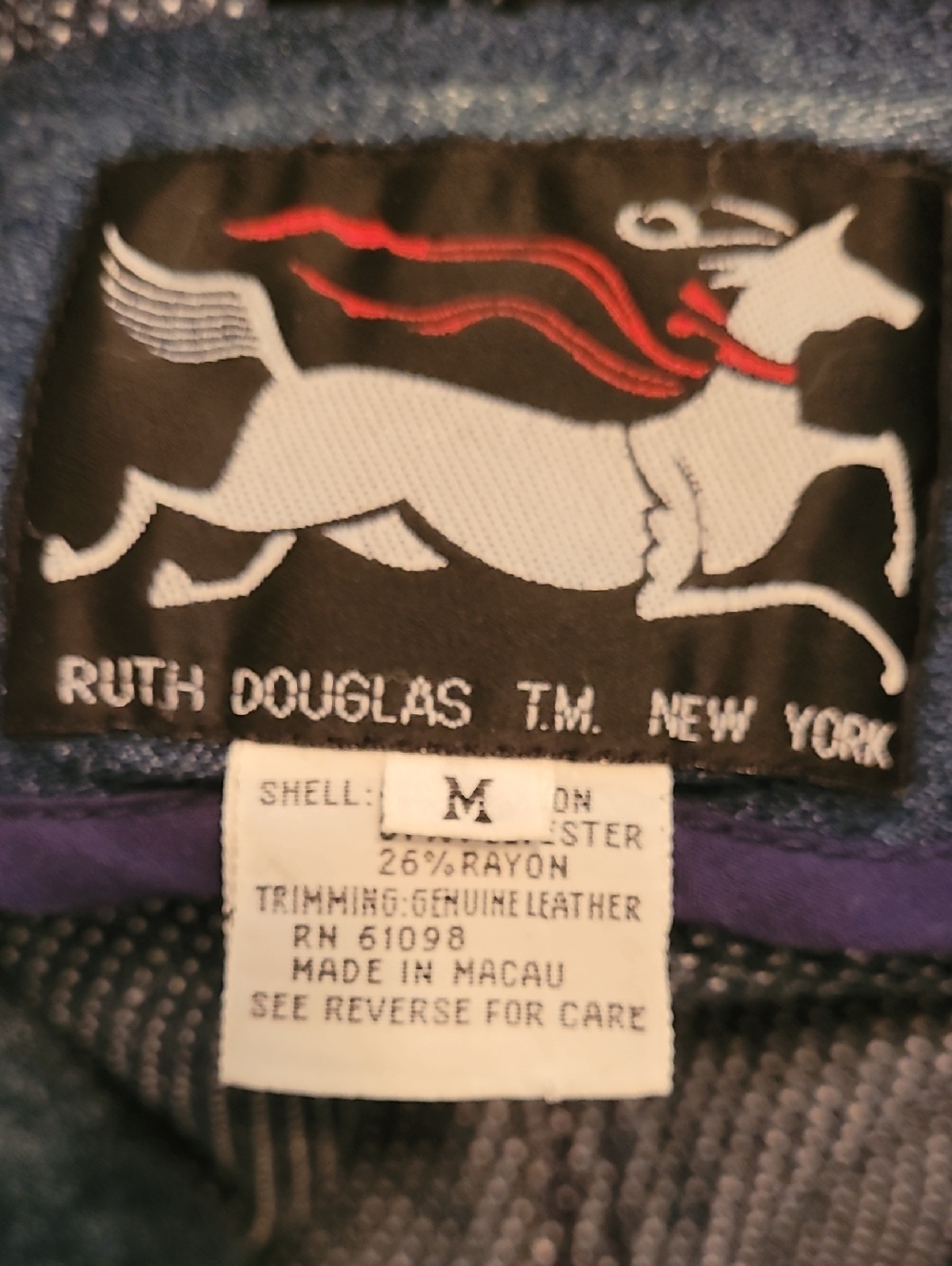 Vintage Denim Jacket with Teal & Magenta Embroidery-hand done - Picture 2 of 2